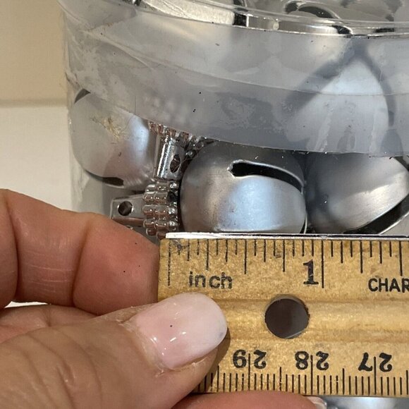 Vintage Trim A Home Christmas Jingle Bell Ornaments 32 Count 1” Silver Holiday - Picture 5 of 6